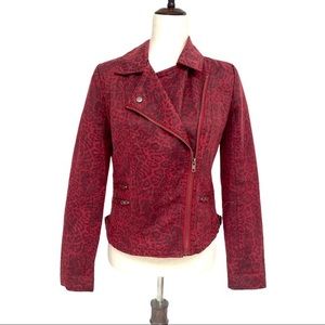 Kut from the Kloth Red Cropped Moto Jacket sz S